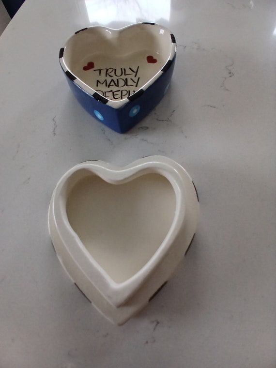 Vintage Heart Shaped Trinket Box Signed - image 4
