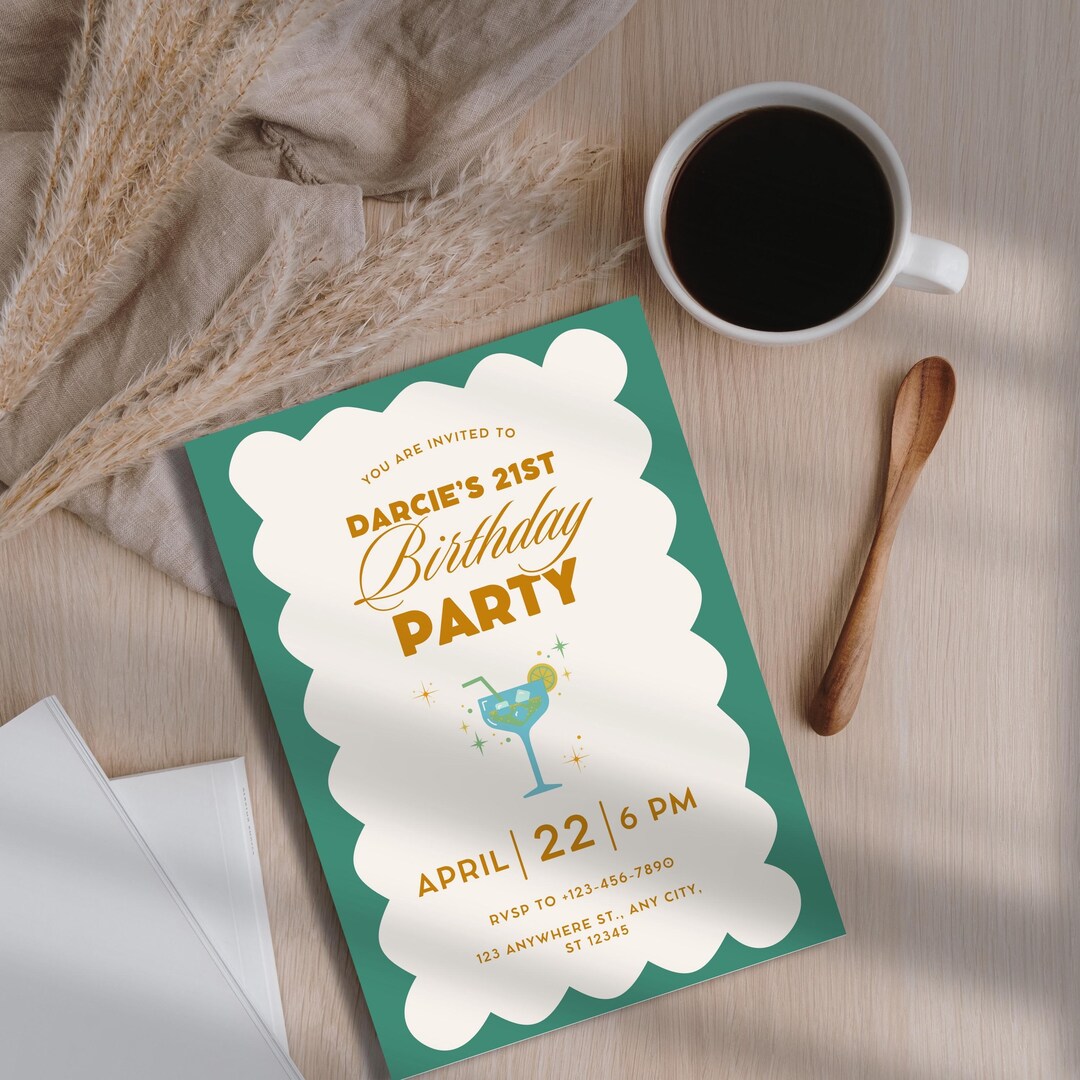 Editable Modern Fun Birthday Party Invitation | Digital Canva Template ...