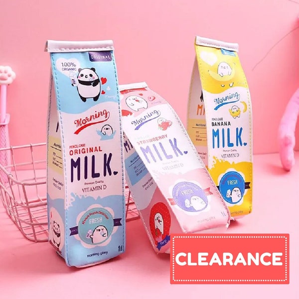 Milk Carton Pencil Case - Cute Stationery Organizer - Novelty Milk Box Pouch for Pens, Art Supplies - Unique School Accessory Gift (Pastel)