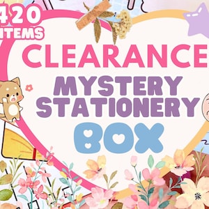 Huge Stationery Box - Random Mix of +420 Scrapbooking Supplies + Bonus Freebies - Cute / Aesthetic / Vintage Stationery Mystery Grab Bag