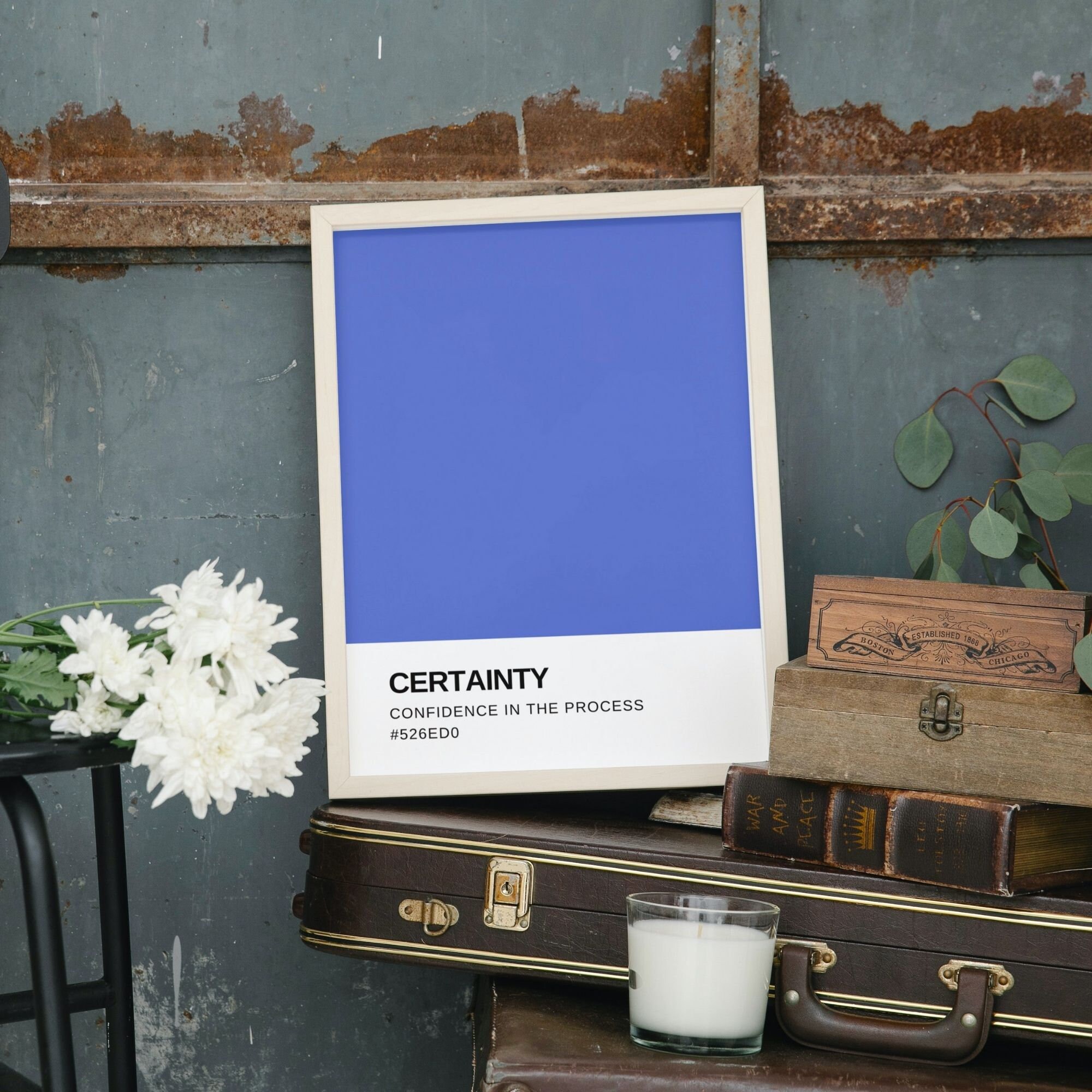 Pantoneinspired Motivational Palette Bundle Set of 8 Phrases in Blue