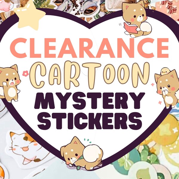 Cute Mystery Sticker Bundle - Random Mix of cartoon Sticker flakes + Bonus Freebies - Stationery Mystery Grab Bag - CLEARANCE