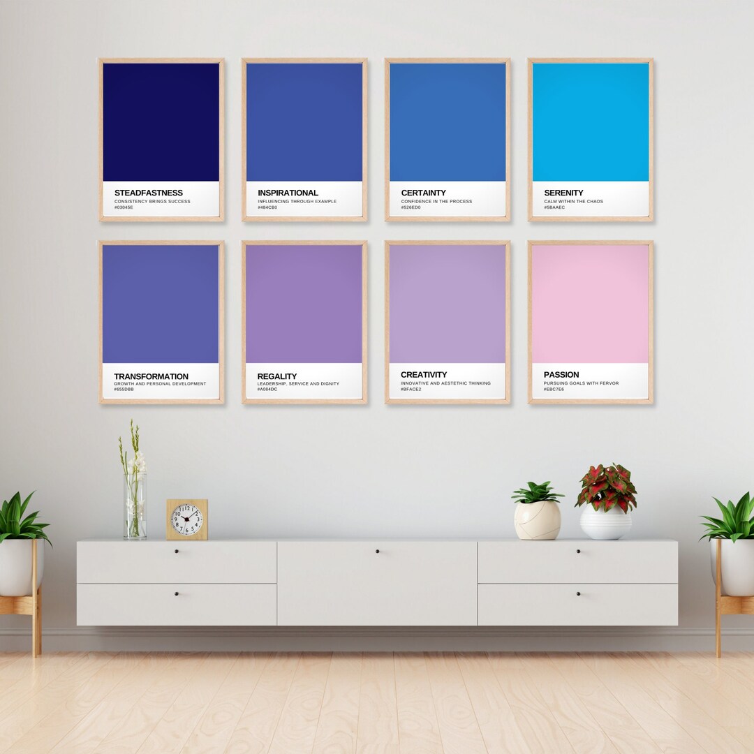 Pantoneinspired Motivational Palette Bundle Set of 8 Phrases in Blue