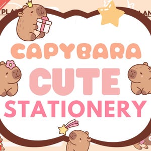 Cute Capybara Printable Stationery Bundle – Digital Download of Planners, Memo Sheets, Stickers, Bookmarks & More