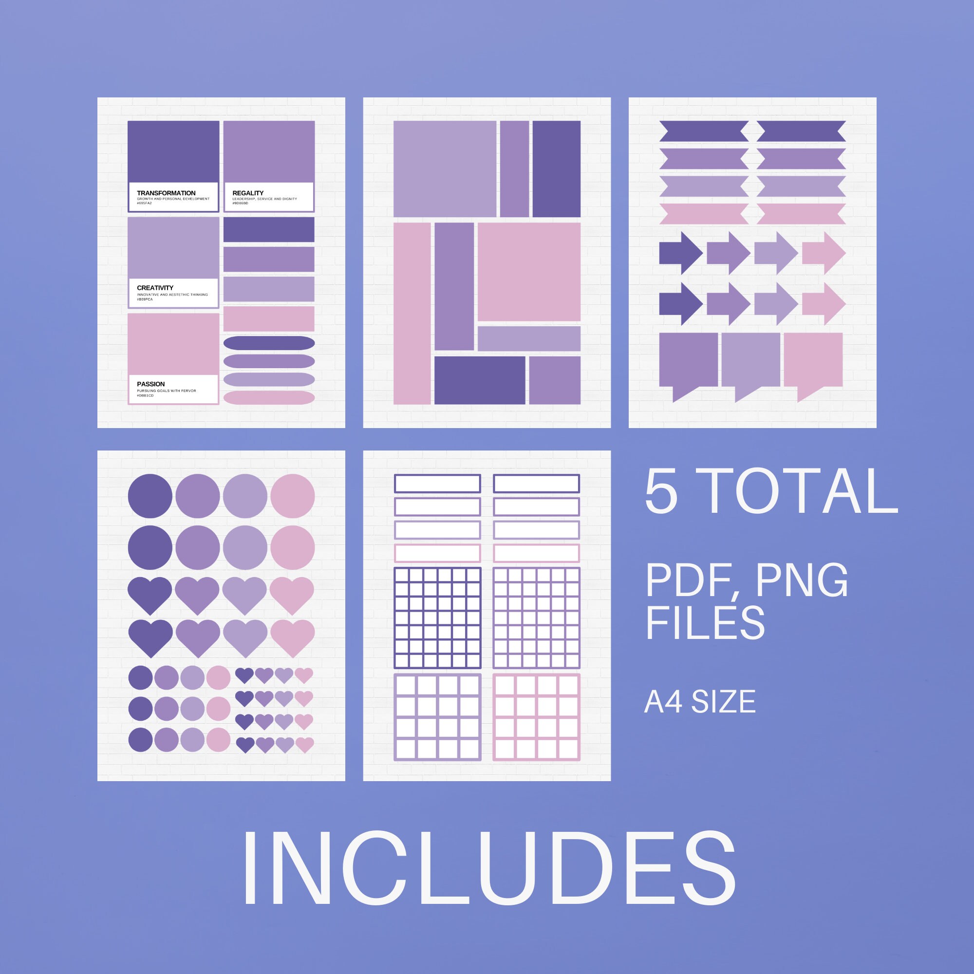 Pantoneinspired Motivational Palette Bundle Set of 8 Phrases in Blue