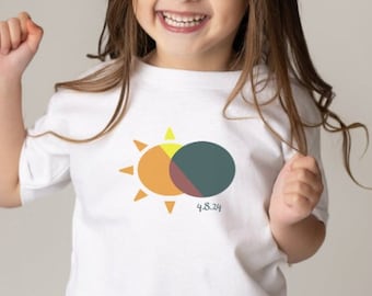 Kid’s Minimalist Eclipse Shirt - Totality Tee - April 8 2024 T-Shirt - Gift For Astronomy Lover - Unisex Space Gift - Solar Eclipse Tshirt