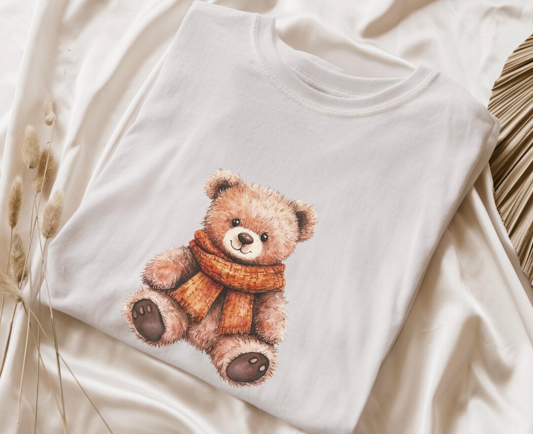 Fall Teddy Bear Shirt Stuffed Bear With Scarf Tee Cute Comfort Colors ...