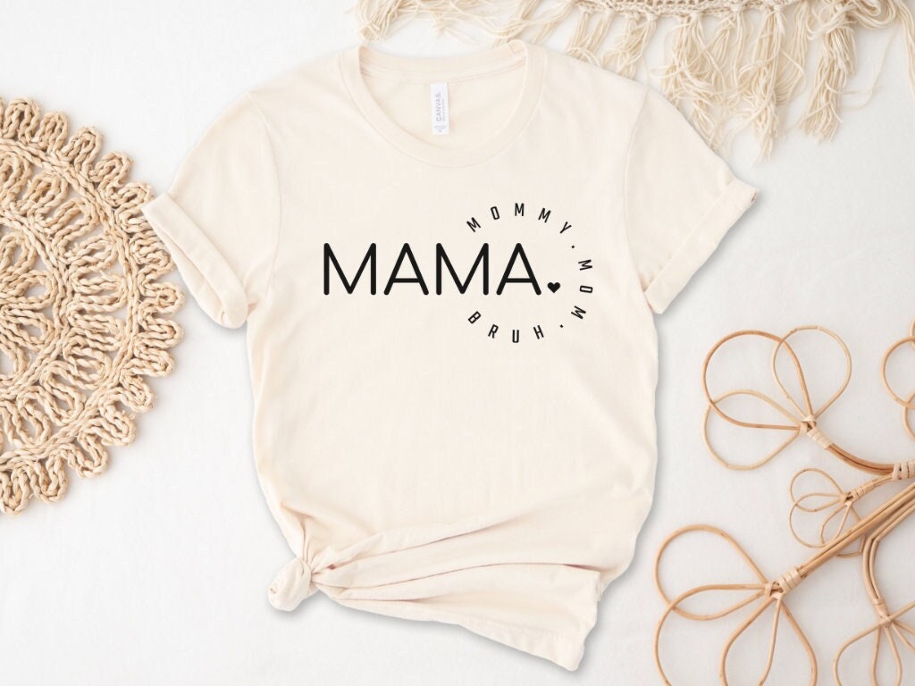 SLEITY Funny Mama Mommy Mom Bruh Shirt - Colorful Graphic Tee For Women, Mom Life T-Shirt, Yellow, Medium