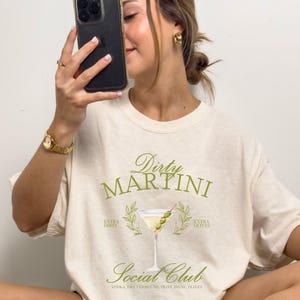 Dirty Martini Social Club Shirt, Comfort Colors Dirty Martini Cocktail Club Tee, Gift For Martini Lover, Dirty Martini Drinker Gift image 5