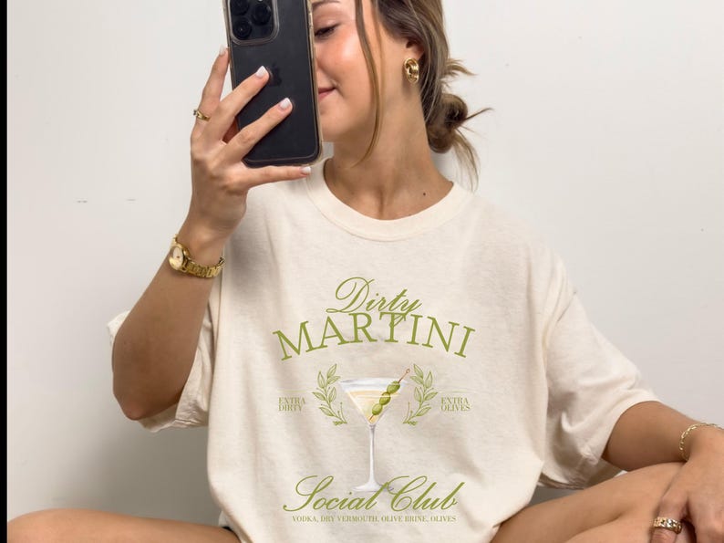Dirty Martini Social Club Shirt, Comfort Colors Dirty Martini Cocktail Club Tee, Gift For Martini Lover, Dirty Martini Drinker Gift image 5