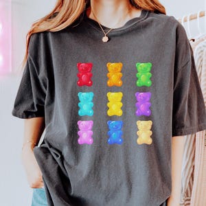 Comfort Colors Gummy Bear Shirt - Rainbow Gummy Bears Tee - Gummy Bear Lover Gift - Candy Lover Tshirt