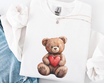 Cute Teddy Bear Sweatshirt, Vintage Bear Graphic Crewneck, Cozy Bear Sweater, Cute Gift for Her, Trendy Bear Lover Top