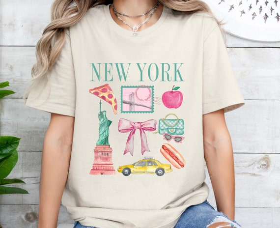 Brooklyn T Shirt - Varsity Style Nyc Pink Print Brooklyn T Shirt - Varsity Style Nyc Pink Print