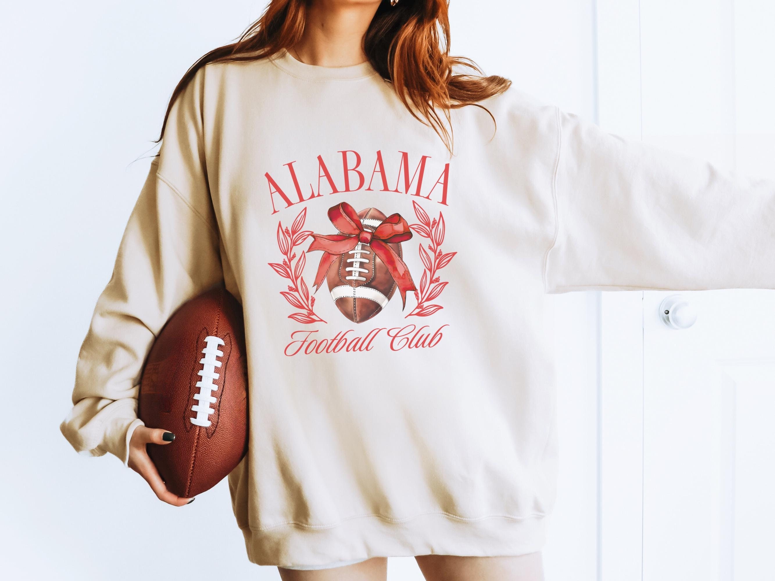 Alabama Football Club Sweatshirt - Coquette Social Club Shirt - Football Orange Bow - Tailgate Gameday Girly Shirt - College Football Gift