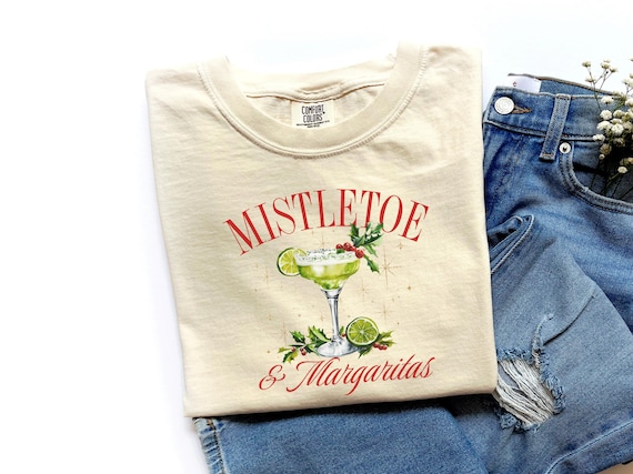Mistletoe and Margaritas Shirt, Holiday Cocktail Party Tee, Festive Christmas Drinking Shirt, Coquette Xmas Margarita Gift
