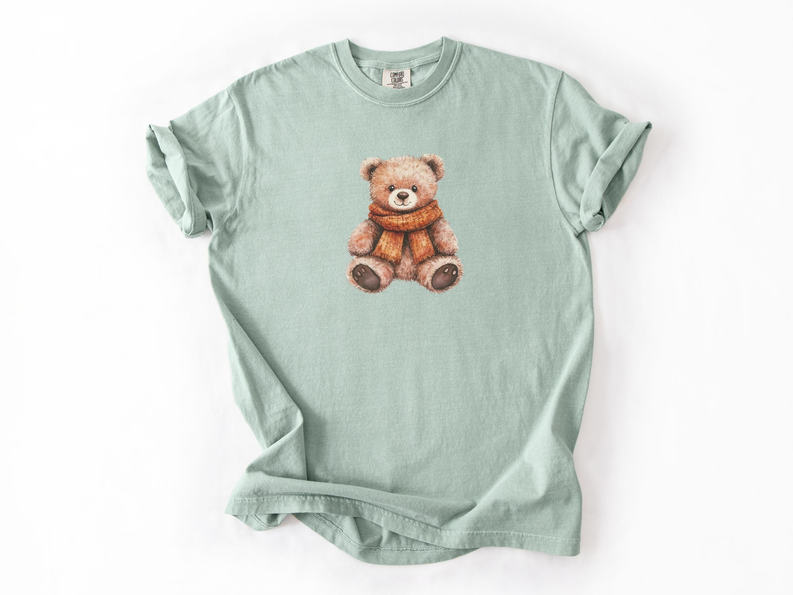 Fall Teddy Bear Shirt, Stuffed Bear With Scarf Tee, Cute Comfort 