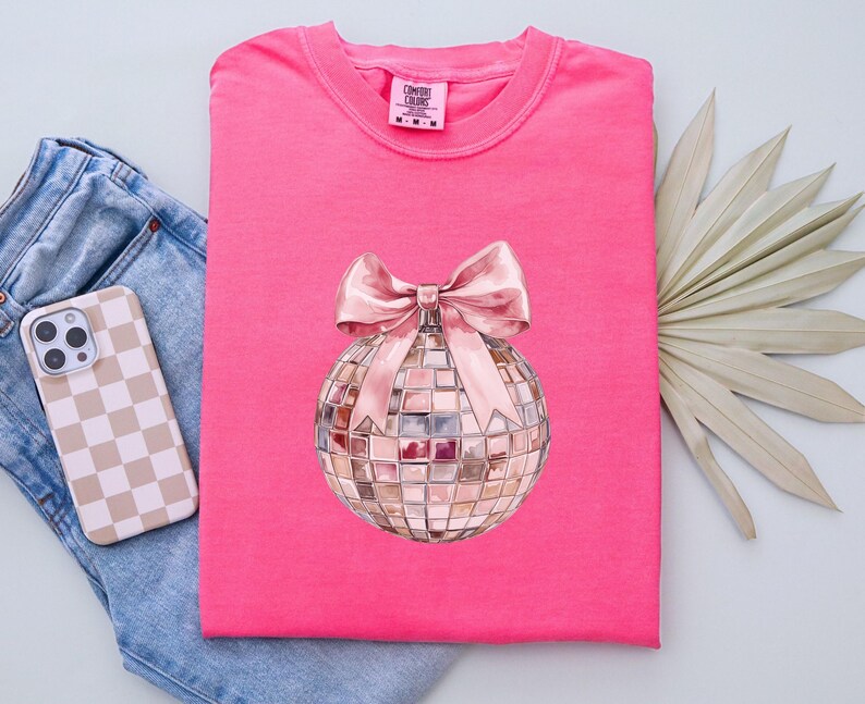 Coquette Bow Disco Ball Shirt Comfort Colors New Years Eve Tee Trendy