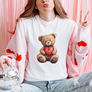 Comfort Colors Teddy Bear With Heart Shirt - Valentine’s Day Teddy Bear Tee - Trendy Teddy Bear Lover Gift