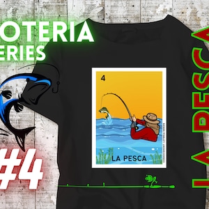 La Pesca - Serie Loteria - PNG Descargar - Diseño Estilo Loteria - La Chalupa - Bingo Mexicano - Diseño de Camiseta - PNG - La Loteria