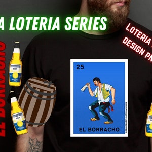 La Loteria-El Borracho-projekt koszulki PNG-La Chalupa-projekt karty Loteria-meksykańskie bingo
