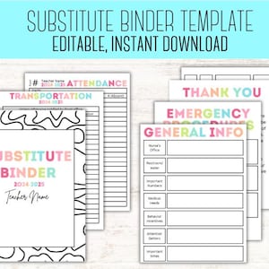 Substitute Binder Template, Emergency Sub Plans, Elementary Substitute, Note From the Sub, Elementary Sub Binder, Plans for Subs, Class Sub