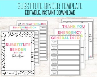 Substitute Binder Template, Emergency Sub Plans, Elementary Substitute, Note From the Sub, Elementary Sub Binder, Plans for Subs, Class Sub
