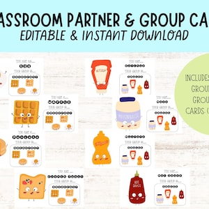 SOFORTIGER DOWNLOAD Klassenzimmer Partner- und Gruppenarbeitskarten, Partnerkarten, Gruppierungskarten, Schulanfang Klassensysteme, Klassengemeinschaftskarten