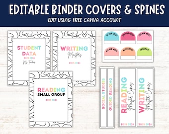 Editable Pastel Binder Covers and Spines, Printable Planner Cover, Teacher Organization, Easy on the Eyes Theme, Classroom Organization