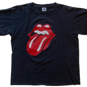 Vintage des années 90 ROLLING STONES T-shirt original langue classique pour homme (L) noir authentique artiste Merch