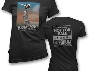 Camiseta BON JOVI Tour LA 2017 para mujer (S) negra, The Forum Los Angeles 3/8/2017, producto oficial del artista, ¡stock antiguo nuevo!