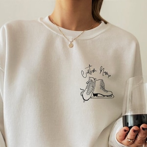 Custom Ice Skating Sweatshirt, Women&#39;s Custom Figure Skater Shirt, Personalized Figure Skating Hoodie, Cute Ice Skating Gifts, E5762