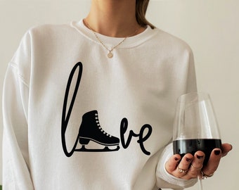 Ice Skating Sweatshirt, Love Skating Shirt, Women&#39;s Ice Skating Hoodie, Trendy Ice Skater Shirt, Ice Skating Gift, Skating Graphic Tee,E5761
