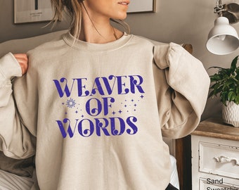 Sweat tisserand de mots, chemise d'auteur céleste, sweat à capuche d'auteur de livres tendance, t-shirt amateur de littérature, cadeau pour auteur publié, E7768