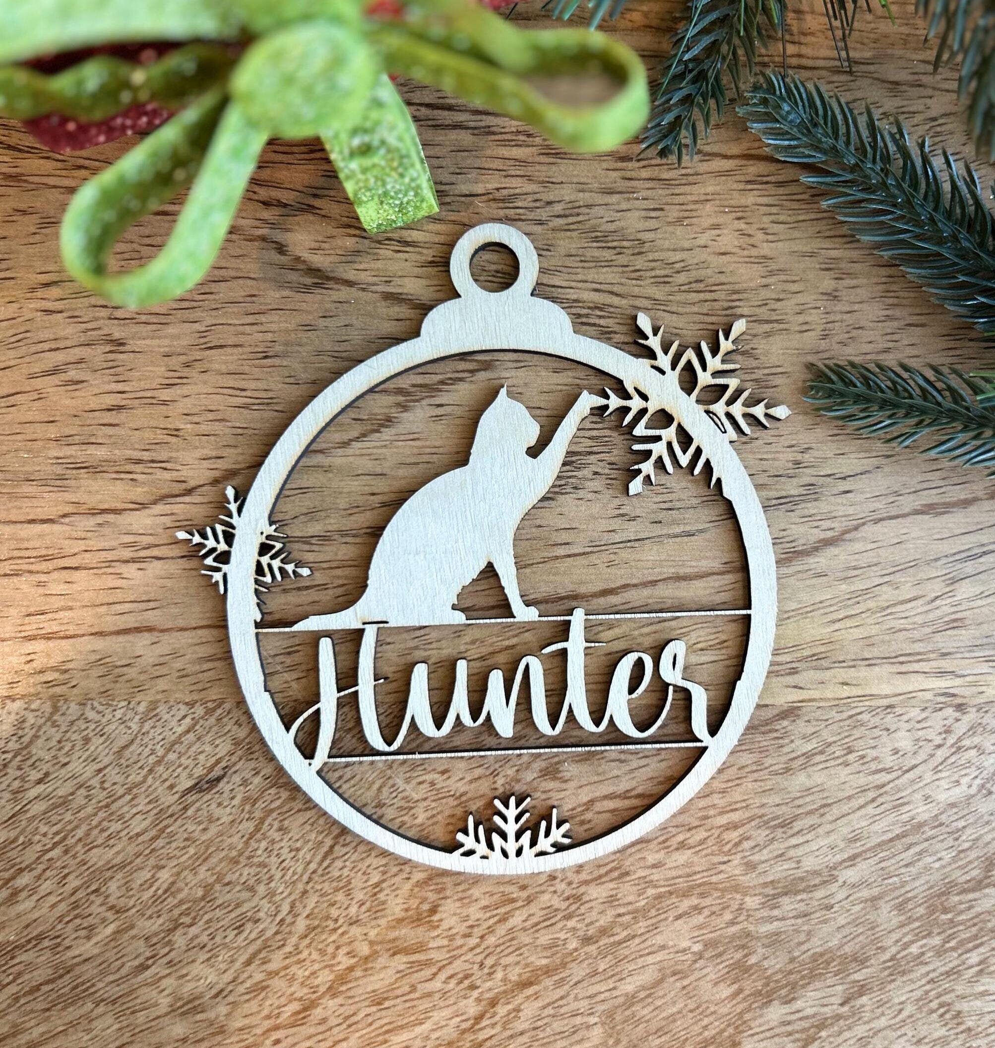 Personalized Cat Ornament, Custom Cat with Name Christmas Ornament, Pet Memorial 2024 Ornament, Customized Dog Paw Ornament,  EOR002