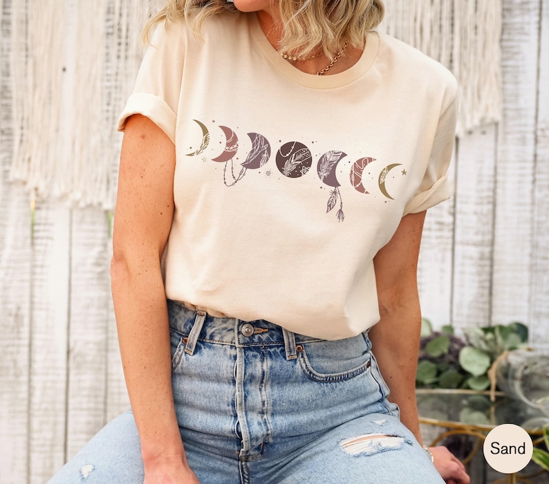 Moon Phases Shirt | Trendy Hoodie For Her, Boho Celestial Shirt, Moon Graphic Tee, Celestial Sweatshirt, Witchy Sweatshirt, Moon Phase Tee image 7