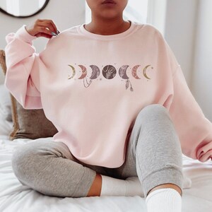Moon Phases Shirt | Trendy Hoodie For Her, Boho Celestial Shirt, Moon Graphic Tee, Celestial Sweatshirt, Witchy Sweatshirt, Moon Phase Tee image 10
