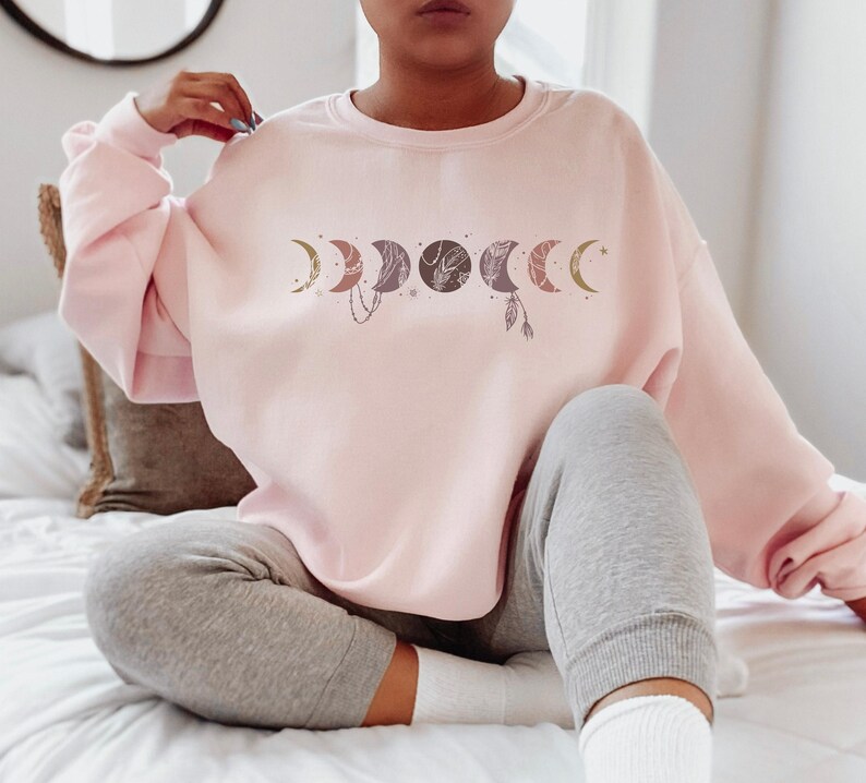 Moon Phases Shirt | Trendy Hoodie For Her, Boho Celestial Shirt, Moon Graphic Tee, Celestial Sweatshirt, Witchy Sweatshirt, Moon Phase Tee image 10