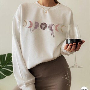 Moon Phases Shirt | Trendy Hoodie For Her, Boho Celestial Shirt, Moon Graphic Tee, Celestial Sweatshirt, Witchy Sweatshirt, Moon Phase Tee image 4