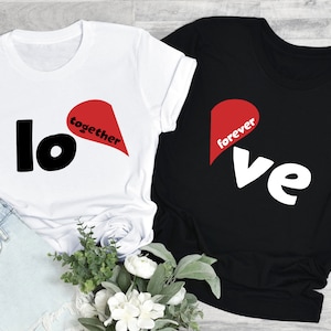 Cute Love Together Heart Sweatshirt, Funny Matching Couples Shirt, Trendy Valentines Day Hoodie For New Couples, Meaningful Love Gift, E5453