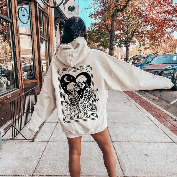 Till Death Do Us Part Sweatshirt | Gothic Anniversary Shirt, Valentine Day'S Gift, Gift For Lover, Bookish Gift, Skeleton Wedding Tee