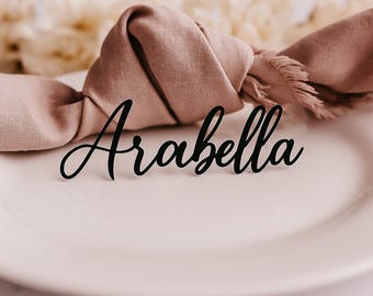 Custom Wood Name Tag | Personalized Wooden Name Sign for Table Settings, Wedding Place Cards, Rustic Wedding, Laser Cut Name, Escort Cards