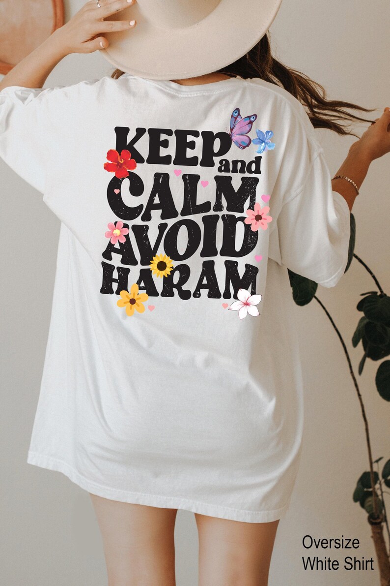 Keep Calm And Avoid Haram Hoodie, Flowery Ramadan Shirt, Islamic Days Sweatshirt, Women's Aesthetic Muslim Tee, Ramadan Kareem Gifts Bild 2