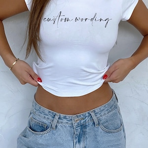 Trendy Custom Text Baby Tee, Personalized Shirt For Woman, 90s Style Vintage Baby Tee, Custom Women's Fitted Tee, Custom Tank Tops