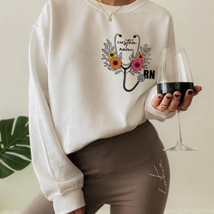 Custom RN Sweatshirt | Personalized Registered Nurse Hoodie, Customized Med Gift, New Nurse Gift, Nursing Student Tee, Nursing School Shirt image 2