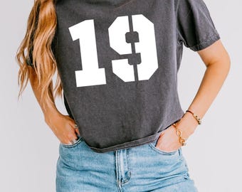 Comfort Colors Custom Number Boxy Tee | Personalized Your Number Shirt, Team Mascot Shirt, Jersey Number Tshirt, Team Spirit Shirt