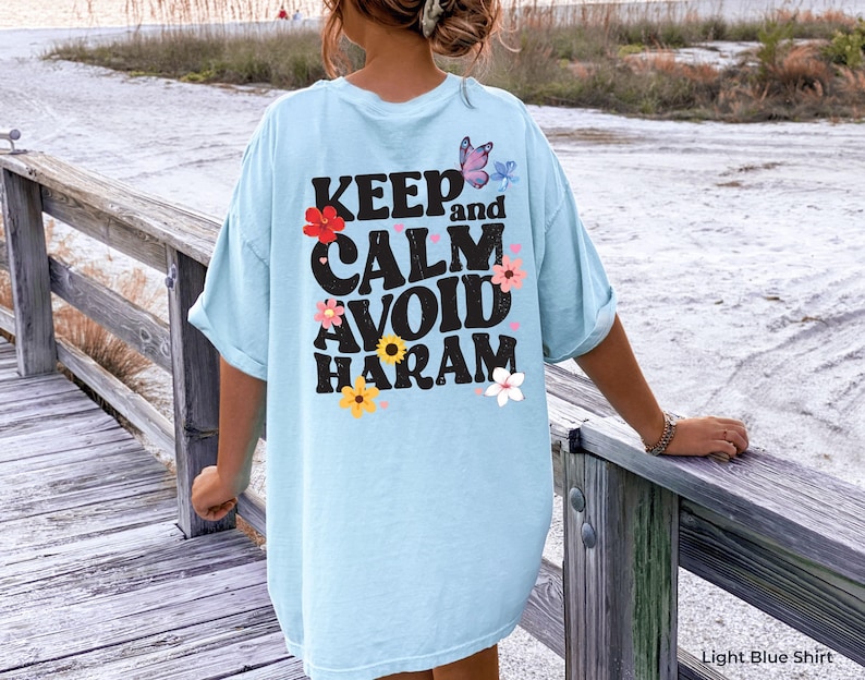 Keep Calm And Avoid Haram Hoodie, Flowery Ramadan Shirt, Islamic Days Sweatshirt, Women's Aesthetic Muslim Tee, Ramadan Kareem Gifts Bild 3