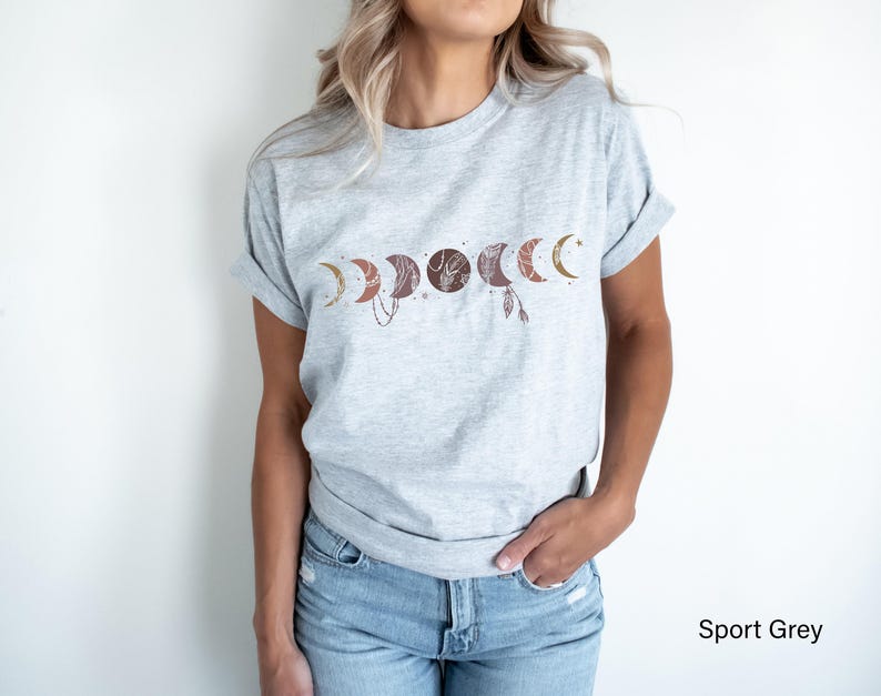 Moon Phases Shirt | Trendy Hoodie For Her, Boho Celestial Shirt, Moon Graphic Tee, Celestial Sweatshirt, Witchy Sweatshirt, Moon Phase Tee image 8