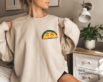 Camiseta divertida de tacos, sudadera con bolsillo de tacos, regalos de San Valentín para ella, camiseta con temática gastronómica, regalos bonitos para novia, sudadera con capucha moderna para mujer