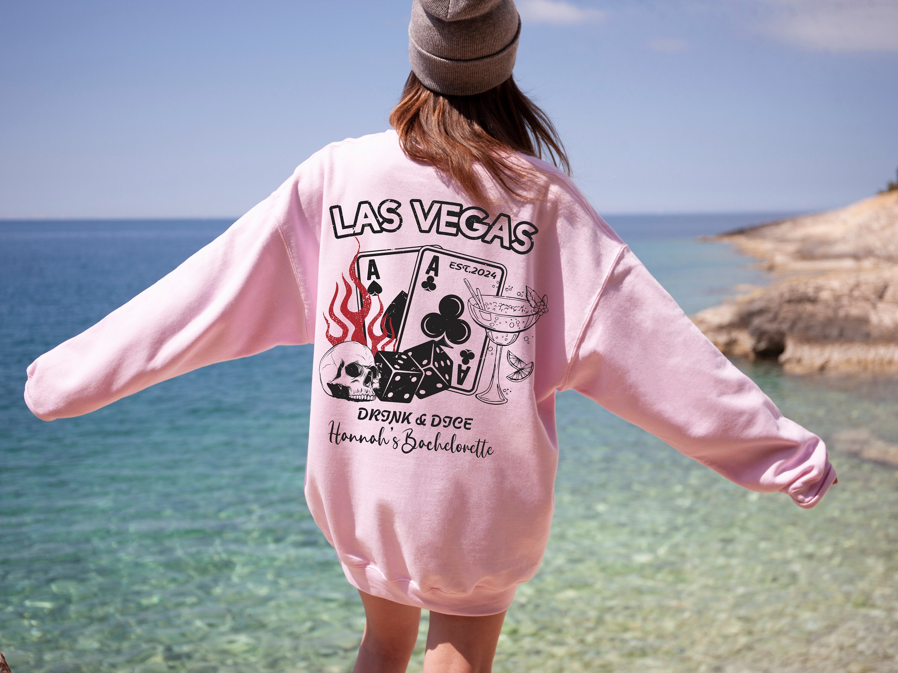 Sweat Victoria's Secret PINK Las Vegas - Gris Taille M - Décontracté Avec Graphique (occasion)