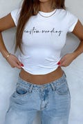Trendy Custom Text Baby Tee, Personalized Shirt For Woman, 90s Style Vintage Baby Tee, Custom Women's Fitted Tee, Custom Tank Tops, E5801